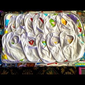 12 Pack bundle All White Baby Bibs